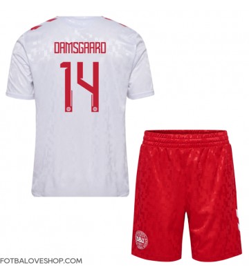Dánsko Mikkel Damsgaard #14 Dětské Venkovní Dres ME 2024 Krátký Rukáv (+ trenýrky)